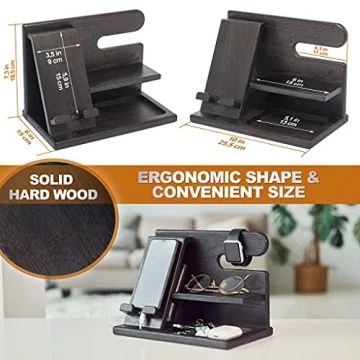 TESLYAR Wood Phone Docking Station Organizer & Charging Stand