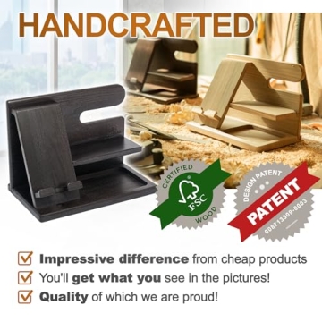TESLYAR Wood Phone Docking Station Organizer & Charging Stand