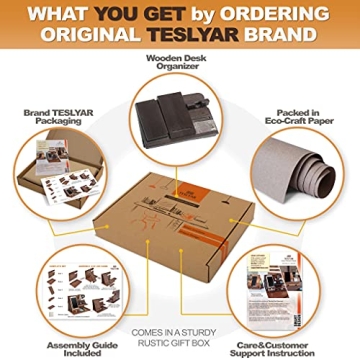 TESLYAR Wood Phone Docking Station Organizer & Charging Stand