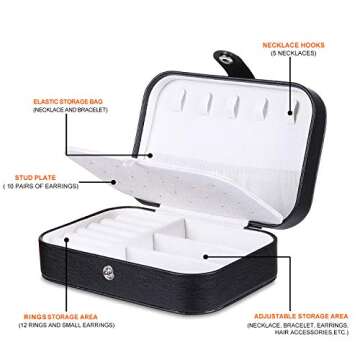 Misaya Black Travel Jewelry Case for Women | Stylish Organizer