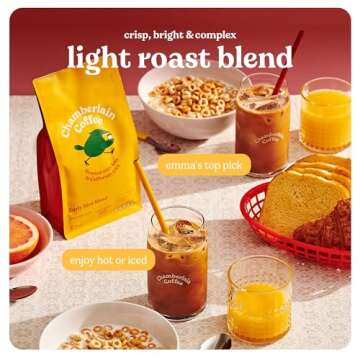Chamberlain Coffee Early Bird Blend - Light Roast Ground Coffee Beans with Notes of Citrus, Caramel & Milk Chocolate - Specialty Ground Coffee Freshly Roasted In California - 12 oz