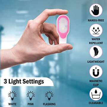 First Lifesaver LED Flashlight Clip On Nursing Night Light Hands Free Strong Magnetic Grip for Night Shift (Pink)