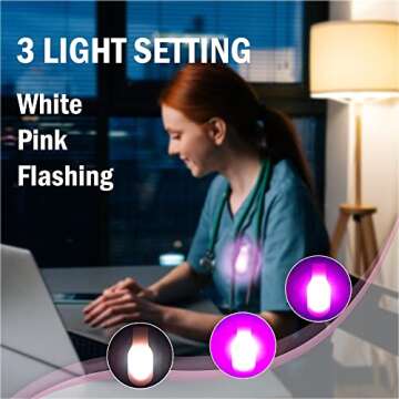 First Lifesaver LED Flashlight Clip On Nursing Night Light Hands Free Strong Magnetic Grip for Night Shift (Pink)