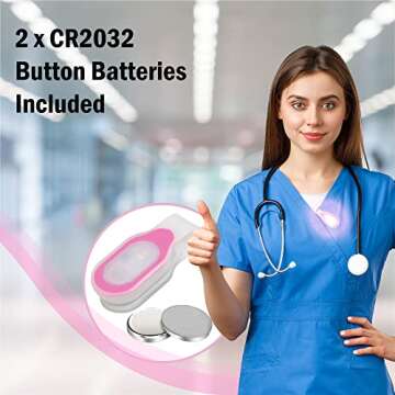 First Lifesaver LED Flashlight Clip On Nursing Night Light Hands Free Strong Magnetic Grip for Night Shift (Pink)