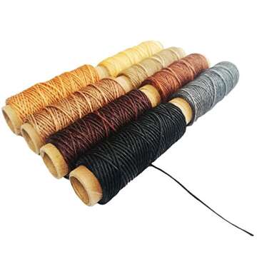 JANYUN 264 Yards 150D Leather Sewing Waxed Thread Cord for Leather Craft DIY 1mm Diameter 8 Colors S...