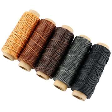 JANYUN 264 Yards 150D Leather Sewing Waxed Thread Cord for Leather Craft DIY 1mm Diameter 8 Colors Sewing Thread Cord,Each of 33 Yards (Color A)