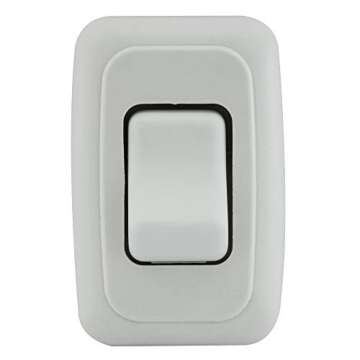 Single SPST On-Off Switch with Bezel, 12-Volt, for RV, Trailer, Camper (White)