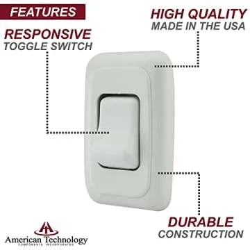 Single SPST On-Off Switch with Bezel, 12-Volt, for RV, Trailer, Camper (White)