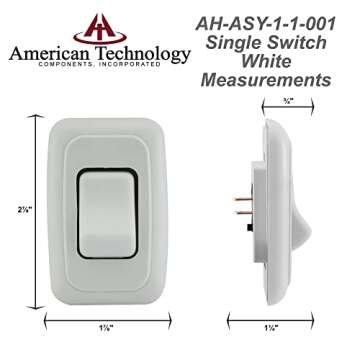 Single SPST On-Off Switch with Bezel, 12-Volt, for RV, Trailer, Camper (White)