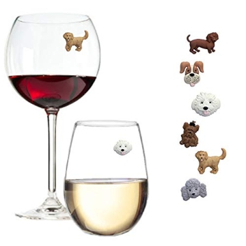 Simply Charmed Dog Wine Charms or Magnetic Glass Markers for Stemless Glasses - Great Birthday or Ho...