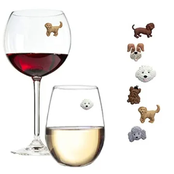 Simply Charmed Dog Wine Charms or Magnetic Glass Markers for Stemless Glasses - Great Birthday or Ho...