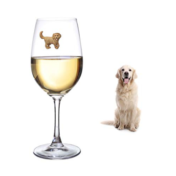 Simply Charmed Dog Wine Charms or Magnetic Glass Markers for Stemless Glasses - Great Birthday or Hostess Gift for Dog Lovers - Set of 6 Cute Puppy Glass Identifiers