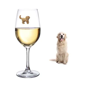 Simply Charmed Dog Wine Charms or Magnetic Glass Markers for Stemless Glasses - Great Birthday or Hostess Gift for Dog Lovers - Set of 6 Cute Puppy Glass Identifiers
