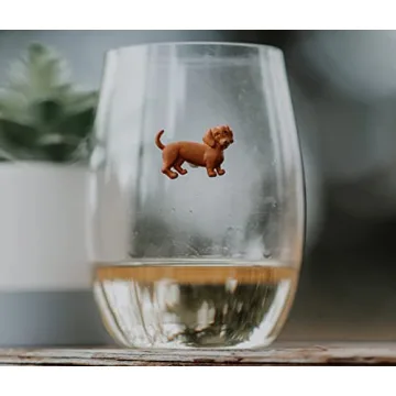 Simply Charmed Dog Wine Charms or Magnetic Glass Markers for Stemless Glasses - Great Birthday or Hostess Gift for Dog Lovers - Set of 6 Cute Puppy Glass Identifiers