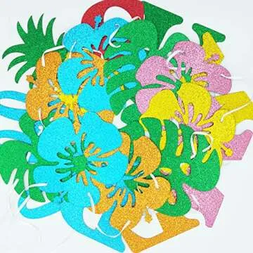 Colorful Glitter Hello Summer Banner for Tropical Parties