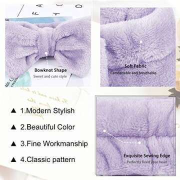 LADES Facial Headband - Terry Cloth Headbands for Face Washing,Skin Care,Makeup,Bow Spa Hair Headban...