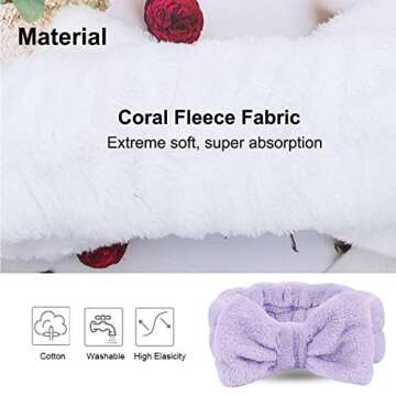LADES Facial Headband - Terry Cloth Headbands for Face Washing,Skin Care,Makeup,Bow Spa Hair Headband for Washing Face