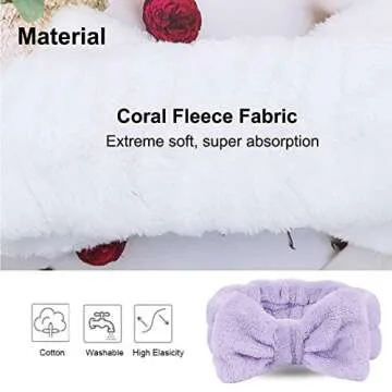 LADES Facial Headband - Terry Cloth Headbands for Face Washing,Skin Care,Makeup,Bow Spa Hair Headband for Washing Face