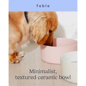 FABLE Ceramic Dog Bowl - Weighted Ceramic Dog Bowl Prevents Sliding - Dual Textured Dog Ceramic Bowl...