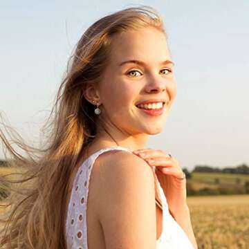 PEARLADA 18K Gold Round Evil Eye Dangle Hoop Earrings for Women Small Micro-inlaid Cubic Zirconia Ch...