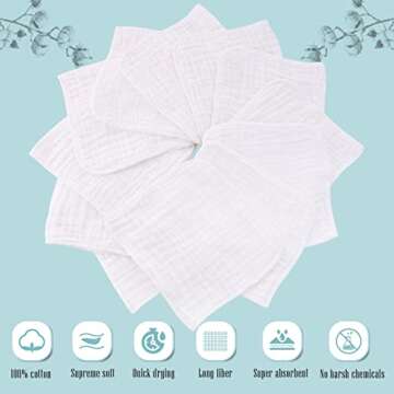 Cute Castle 24 Pack Muslin Baby Burp Cloths - Ultra-Soft 100% Cotton Baby Washcloths - Large 20'' by...