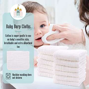 Cute Castle Muslin Baby Burp Cloths - 24 Pack for All Babies