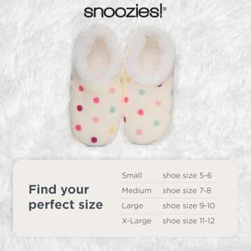 Snoozies Slippers for Women | Lotsa Dots Colorful Cozy Sherpa Slipper Socks | Womens House Slippers | Cozy Slippers for Women | Fuzzy Slippers | White | Large