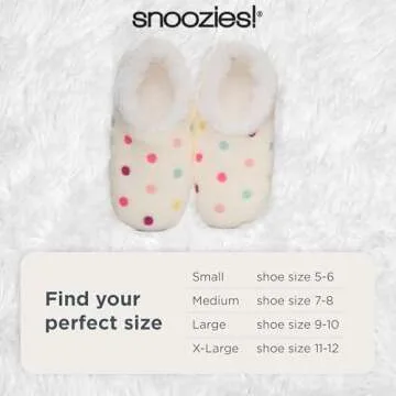 Snoozies Slippers for Women | Lotsa Dots Colorful Cozy Sherpa Slipper Socks | Womens House Slippers | Cozy Slippers for Women | Fuzzy Slippers | White | Large