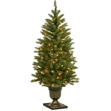 National Tree Company 4ft Pre-Lit Artificial Christmas Tree Dunhill Fir with White Lights and Decora...