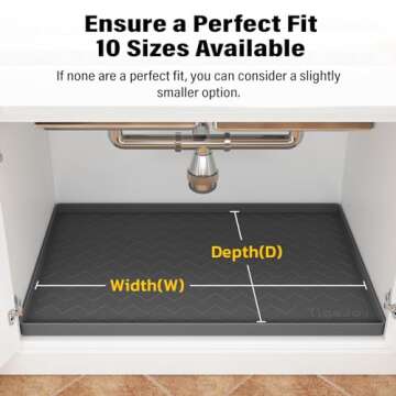 TigeJoy Waterproof Under Sink Mat 25" x 22", Shelf Liner Protector in Kitchen and Bathroom, Silicone Cabinet Liners for Organizers and Storage, Fit as Drawer Mats or Drip Tray