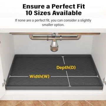 TigeJoy Waterproof Under Sink Mat 25" x 22", Shelf Liner Protector in Kitchen and Bathroom, Silicone Cabinet Liners for Organizers and Storage, Fit as Drawer Mats or Drip Tray
