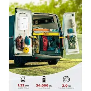 CAMPLUX Tankless Water Heater Outdoor, 1.32 GPM Portable Propane Camping Water Heater, 5L, AY132, White