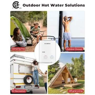 CAMPLUX Tankless Water Heater Outdoor, 1.32 GPM Portable Propane Camping Water Heater, 5L, AY132, White