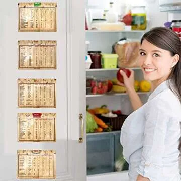 Keto Diet Cheat Sheet Magnets (Set of 5) with Calories ,Fats, Carbs, Proteins Quick Guide Fridge Magnet Reference Charts for Ketogenic Diet Foods