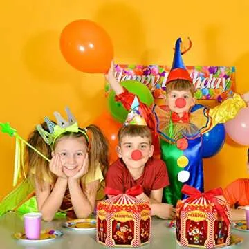 Funrous Carnival Treat Boxes Circus Cupcake Paper Candy Red White Stripes Carnival Favor Boxes Goody Gift Decorations for Birthday Holiday Party Celebration(48 Pcs)