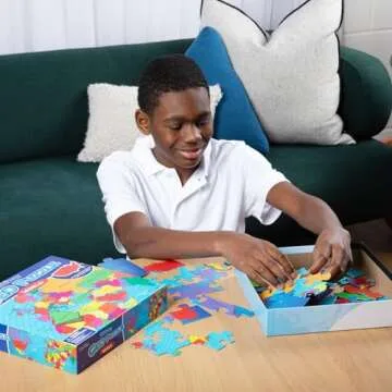 GeoToys GeoPuzzle, World Shaped Jigsaw Puzzles, 68 Pc Geography Puzzle, Geography Game & Map Puzzle, Jigsaw Puzzles for Kids Ages 6-9 Years Old