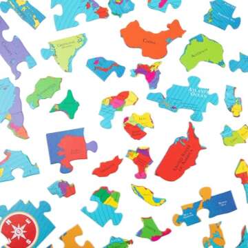 GeoToys GeoPuzzle, World Shaped Jigsaw Puzzles, 68 Pc Geography Puzzle, Geography Game & Map Puzzle, Jigsaw Puzzles for Kids Ages 6-9 Years Old