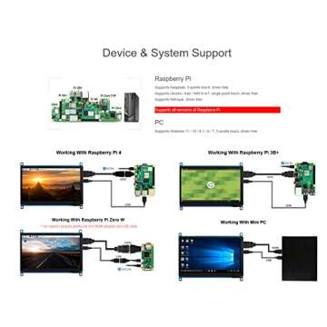 Ingcool 7 Inch Capacitive Touchscreen Monitor IPS Display 1024x600 7" HDMI LCD Module for Raspberry Pi 4B/ 3B+/A+/B/ 2B/ B+/A+/ Zero W, Support Windows 10/8.1/8 / 7
