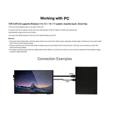 Ingcool 7 Inch Capacitive Touchscreen Monitor IPS Display 1024x600 7" HDMI LCD Module for Raspberry Pi 4B/ 3B+/A+/B/ 2B/ B+/A+/ Zero W, Support Windows 10/8.1/8 / 7