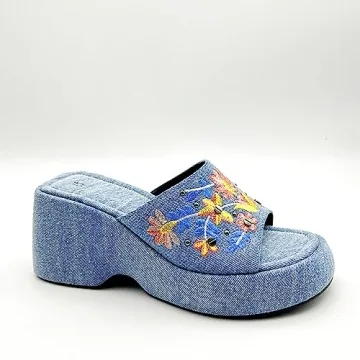 Stylish Embroidery Mesh Wedge Sandals for Women