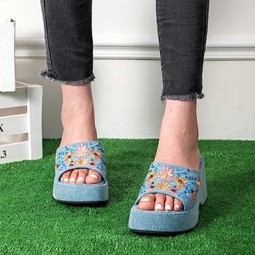Stylish Embroidery Mesh Wedge Sandals for Women