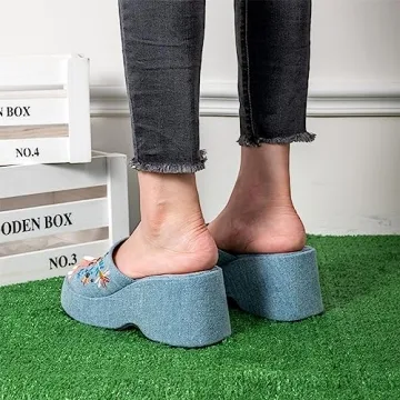 Stylish Embroidery Mesh Wedge Sandals for Women