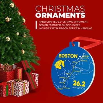 Running Ceramic Ornament | Boston 26.2 Map Christmas Ornament