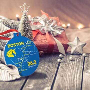 Running Ceramic Ornament | Boston 26.2 Map Christmas Ornament