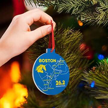 Running Ceramic Ornament | Boston 26.2 Map Christmas Ornament