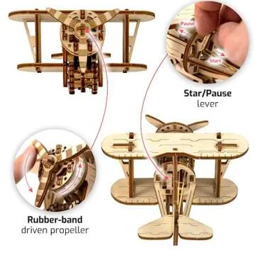 WOODEN.CITY Biplane 3D Puzzle for Adults - Build & Paint