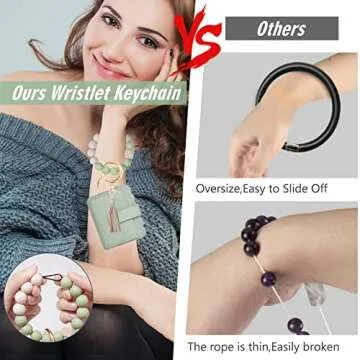 Lostars Wallet Keychain Wristlet for Women RFID Card Holder with Keychain,Tassel Card Pocket Key Chains for Women (Green)