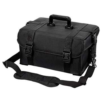 BYOOTIQUE 2in1 Soft Sided Rolling Makeup Train Case Trolley Freelance Makeup Artist Cosmetic Organize Storage Travel Case with Wheels Classic Black