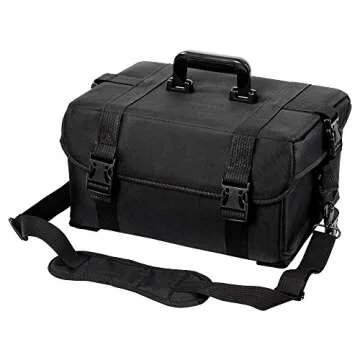 BYOOTIQUE 2in1 Soft Sided Rolling Makeup Train Case Trolley Freelance Makeup Artist Cosmetic Organize Storage Travel Case with Wheels Classic Black