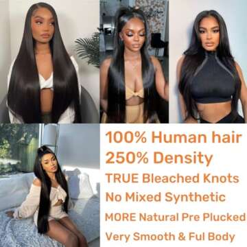 250% Density HD Lace Front Wigs Human Hair 28 inch 13x4 Straight Lace Front Wigs Human Hair pre pluc...